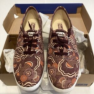 Keds Champion Burgundy Organic Canvas Ripple Sneakers Size 9 WF65428